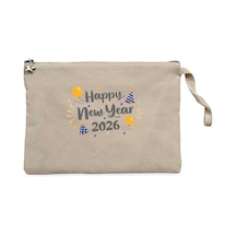 Happy New Year 2026 Parti Krem Clutch Astarlı Cüzdan / El Çantası