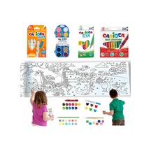 Carioca 4'lü Boyama Seti + Lino Yapışkanlı Boyama Kağıdı 200x30 Cm Anımal Paradıse