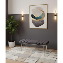 Özcan Metal Krom Metal Ayaklı Metal Kasalı Bench Mutfak Salon Antre Yatak Odası Balkon Puf Bank Antrasit