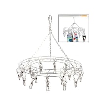 Novahub Yuvarlak Paslanmaz Çelik Elbise Askısı 20 Klipsli, Geniş Uygulama Alanlı Kırmızı