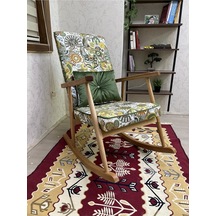 Asedia Trend Naturel Yeşil Retro Sallanan Sandalye Dinlenme Koltuğu