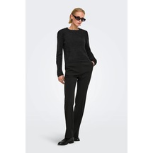 Only Regular Fit Bisiklet Yaka Tüylü Kazak Kadın Kazak 15374811 Siyah