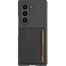 Galaxy Uyumlu Z Fold 6 Karbonfiber Arka Yüzey Kartlıklı Z-kart Kıpta Sert Kılıf