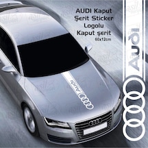 Audi İçin Uyumlu Aksesuar Oto Kaput Şerit Sticker Beyaz 60 12 Cm