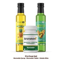 Collagen Life Bromelain Ananas İçeren Detox Şurubu & Bromelain Tablet & Deto-x Sirkesi 3'lü Fırsat Seti