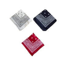 Pamuklu Klasik Desen Unisex 3lü Bandana Seti Renkli Bandana Etnik Desenli A Kalite Bandana Bej - Krem