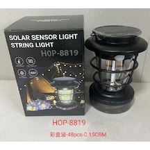Powermaster Hop-8819 Solar Güneş Enerjili Sensörlü Kamp Lambası Nostalji Led Lamba Aydınlatma Çok Renkli