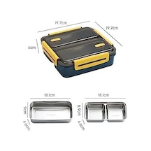 950ml Lunchbox Tek Katlı 3 Bölmeli Çelik Sefer Tası Yemek Kutusu Koyu Yeşil Açık