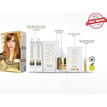 Maxx Deluxe Serisi 24k Altın Parçacıklı Serum İle 1 Kutu 2 X 50 Ml Ve Geliştiriciler Saç Boyası Karamel 8.73