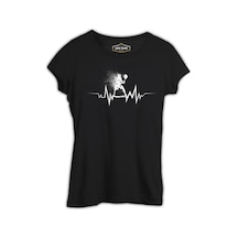 Tenis- Heartbeat Oyun Siyah Bayan Tshirt