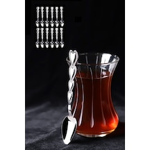 Kalpli Paslanmaz Çelik Çay Kaşığı Seti 6 Adet 6'Lı Paket Gümüş
