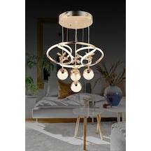 Pars 4 Toplu Rose Gold Sarkıt 3 Renk Kristal Taşlı Led Avize Altın