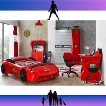 Garage Araba Yataklı Çocuk Odası Kırmızı Diğer