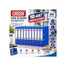 7290 Dar Klasör A4 Mavi 10 Adet Avantajlı Ekonomik Paket