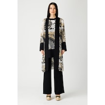 Esswaap Özel Desenli Kimono Tunik Pantolon Takım Haki Yeşil