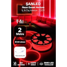 Neon Esnek Hortum Şerit Led Kırmızı Rengi 220v Fiş/1,2,3,4,5,10,15,20,25,30,50,100 Metre 2 Metre