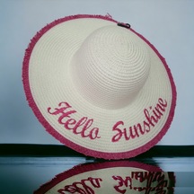 Kadın Hasır Plaj Şapkası Natural Beige Sute Bucket Hat Plaj Havuz Bej