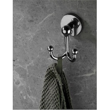 Krom Kaplama Bornoz Havlu Askılğı Delmeye Son Yapışkanlı Askılık S-112 Gri 7/8 Yaş