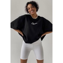 Siyah Baskılı Oversize Tişört Mg1491