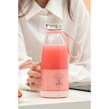 Smoothie Blender Taşınabilir Şarjlı Kişisel Mini Meyve Karıştırıcı 500 Ml Pembe
