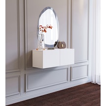 Duvara Monte Beyaz %100 Mdf Fonksiyonel Modern 2 Kapaklı Dresuar Beyaz