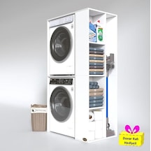 Kenzlife Çamaşır-kurutma Makinesi Dolabı Demyan Byz 180 090 60 Banyo Arkalıksız + Tekli Duvar Rafı Hediyeli Beyaz