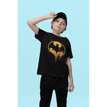 Sevbano Batman Kahraman Yarasa Baskılı Unisex Film Çocuk Tişört 1-12 Yaş Siyah