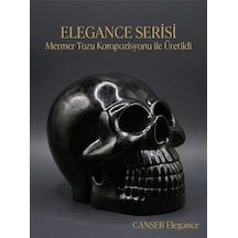 10cm Kuru Kafa Heykeli - Mat Karbon Siyah - Elegance Seri