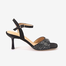 Hawen Angels Kadın Kösele Taban 7,5cm Topuklu Saten Gece & Abiye Ayakkabı 6895-26-v1 siyah