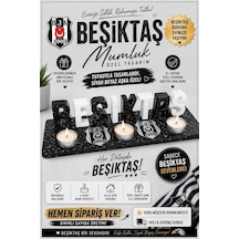 Siyah Beyaz Taraftar Temalı Dekoratif İsimlik Ve Mumluk Seti