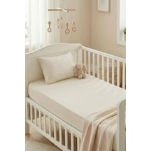 Bebek Lastikli Çarşaf Seti Ranforce %100 Pamuk 70x140+20 Cm - Krem