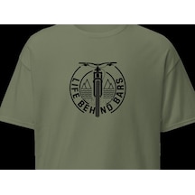 Wildstyle Life Behind Bars Bisiklet Gidon Esprili Bisikletçi Baskılı Unisex Bisiklet Yaka Pamuklu Tişört Haki