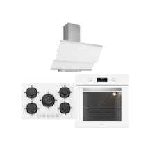 Silverline BO6502W02 - CS5365W01 - 3420 Classy 60 Beyaz Cam Ankastre Set