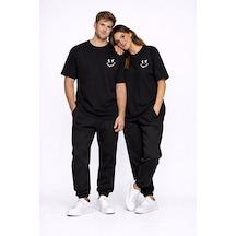 Sevgili Kombini Çift Tişört Oversize Unisex Uyumlu Çift Kombin 2' Siyah