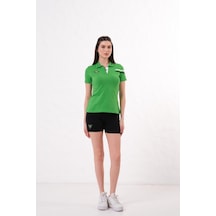 Kadın Polo Yaka T-shirt Takımı Rahat Kesim Yazlık Günlük Kombin Fıstık Yeşili