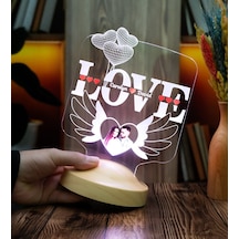 Love Yazılı Lamba, Sevgililer Günü Hediyesi Kanatlı Kalp Fotoğraflı Kişiye Özel Led Lamba, Sevgiliye - Eşe Romantik Hediye