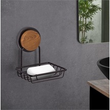 Okyanus Home Ahşap Desenli Magic Fix Sihirli Yapışkan Siyah Kuru Sabunluk