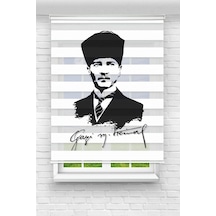 Perdeoutlet38 Baskılı Renkli Mustafa Kemal Atatürk Dijital Baskılı Zebra Perde-cocuk Odası-stor Perde Model:pz-502-a Çok Renkli