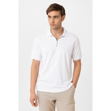Antioch Fermuarlı Regular Fit Erkek T-shirt Beyaz
