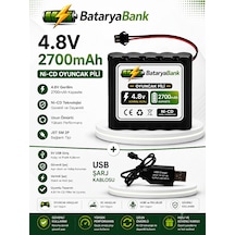 4.8v 2700mah Oyuncak Pili Siyah Soket + Usb Şarj Cihazı