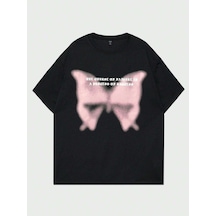Flood Of Style Erkek Siyah Guys Baskılı Oversize Bisiklet Yaka Tshirt