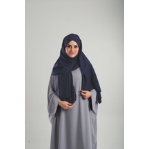 Hürrem Bone Lacivert Pratik Hazır Geçmeli Bone Şal Krep Mevsimlik Tek Bantlı 1453k 02 Lacivert