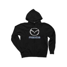 Mazda Logo Siyah Fermuarlı Kapşonlu Sweatshirt Siyah
