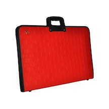 Teknik Resim Çantası Fermuarlı Askılı Parçalı Deri 38x55 Kırmızı