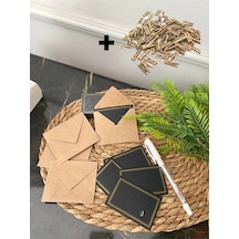 Siyah Kartlı 20 Adet Mandallı Kraft Kartlı Hediye Kartı - 9x7cm