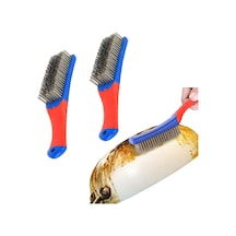 Xspring Tel Fırça, 2'li Paket Paslanmaz Çelik Ağır Hizmet Tipi Tel Fırça, Lastik Saplı Izgara Temizleme Fırçası, Pas Ve Boya Temizleme İçin Mükemmel, Demir Tencere Ve Tavalar İçin