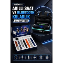 Powerbank Bluetooth Kulaklık Ve Akıllı Saat 7 Kordonlu Metal Kord