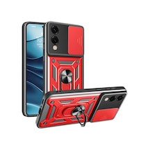 Samsung Galaxy S25 Edge Pars Lens Yüzüklü Silikon - Kırmızı