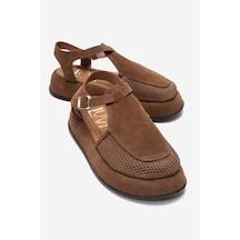 Luvi Shoes Lurelıa Taba Süet Hakiki Deri Fileli Kadın Sandalet