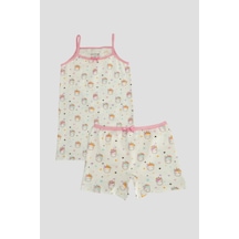 Defne Baby Kız Çocuk Premium Pamuklu Unicorn Desenli Penye Atlet & Boxer Takımı Çok Renkli
